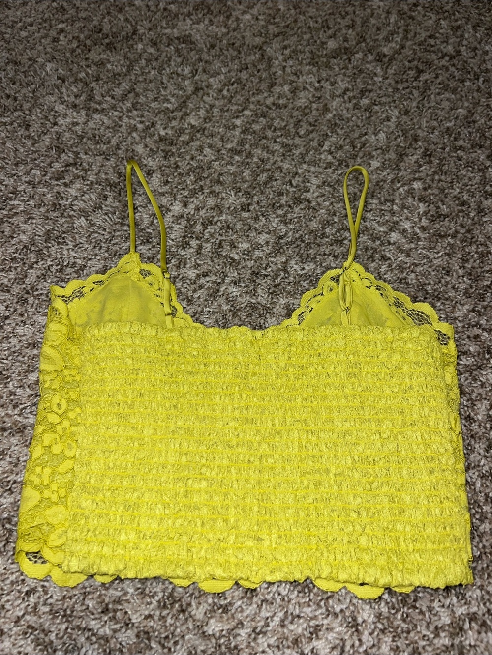 Edition by Express Neon Lace Yellow Lace Crop Top Sz XS - Picture 8 of 12